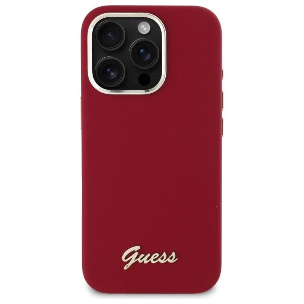 Guess Silicone Script Metal Logo iPhone 16 Pro Case - Pink_2