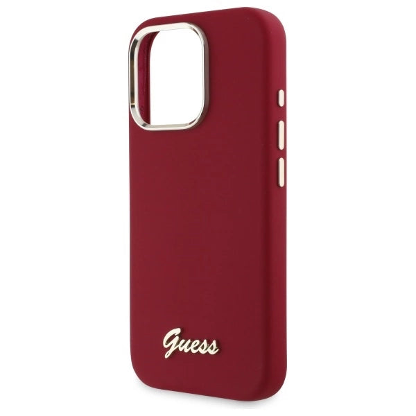 Guess Silicone Script Metal Logo iPhone 16 Pro Case - Pink_5