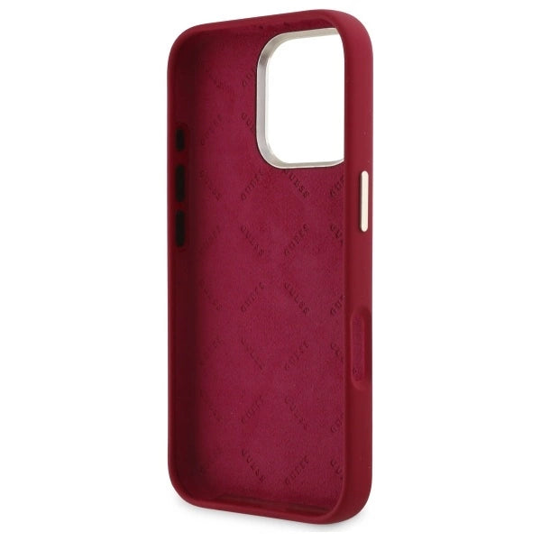 Guess Silicone Script Metal Logo iPhone 16 Pro Case - Pink_6