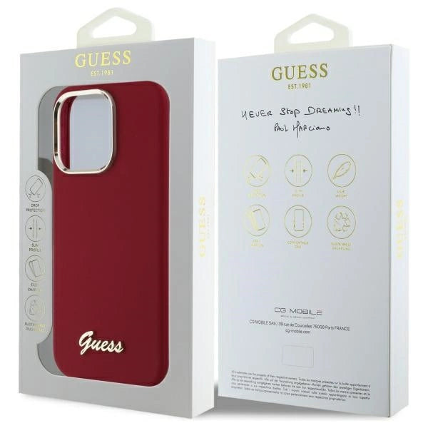 Guess Silicone Script Metal Logo iPhone 16 Pro Case - Pink_7