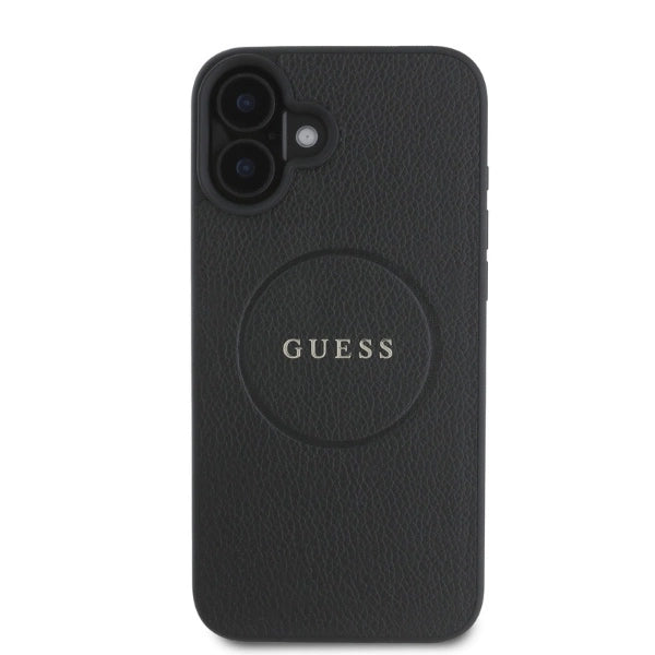 Guess Grained Gold Ring MagSafe case for iPhone 16 - black_1