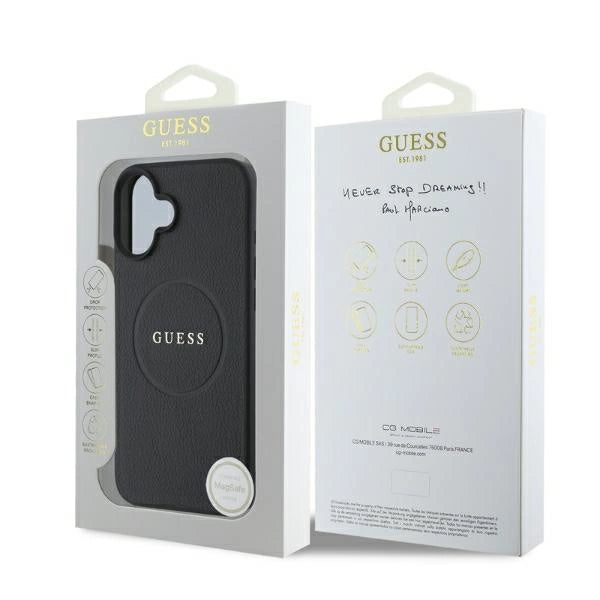 Guess Grained Gold Ring MagSafe case for iPhone 16 - black_5