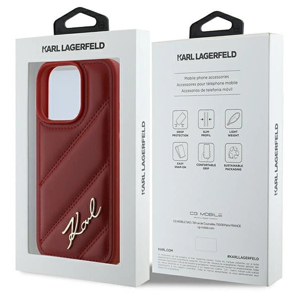 Karl Lagerfeld Quilted Signature iPhone 16 Pro Case - Red_7