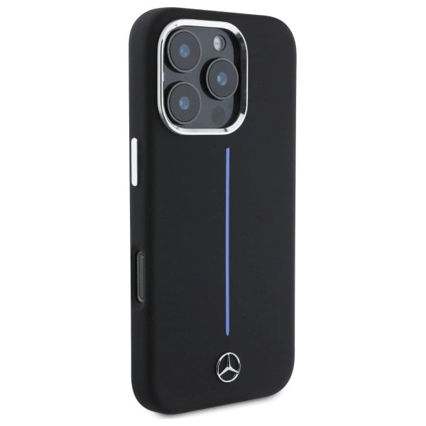 Mercedes Silicone Blue Stripe MagSafe iPhone 16 Pro Case - Black_3