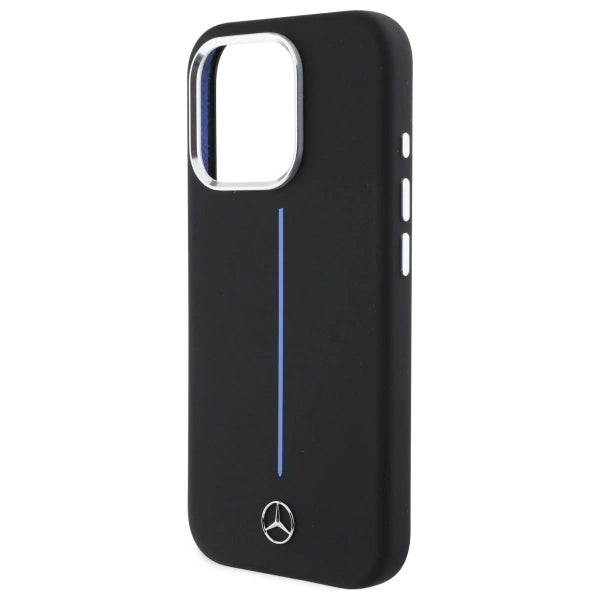 Mercedes Silicone Blue Stripe MagSafe iPhone 16 Pro Case - Black_5