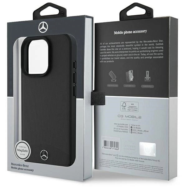 Mercedes Textured And Plain Leather MagSafe case for iPhone 16 Pro Max - black_7