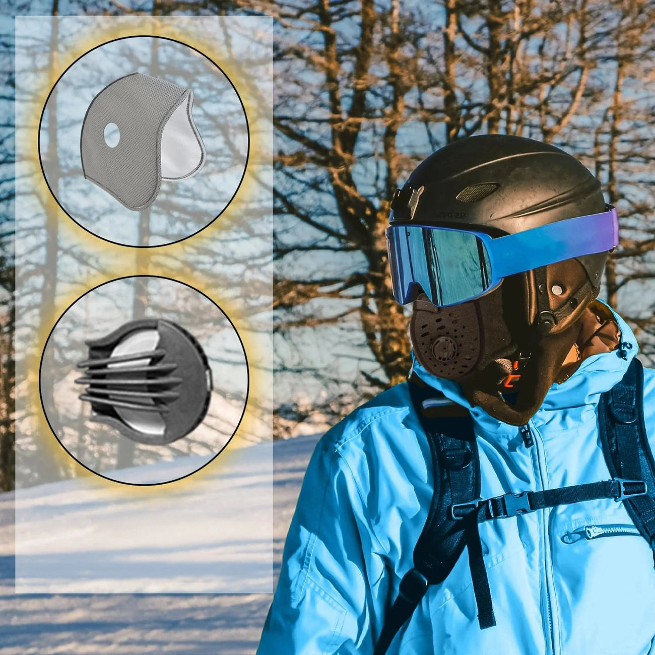 Rockbros LF7127-1 New Velvet Sports Balaclava with Filter - Black_2