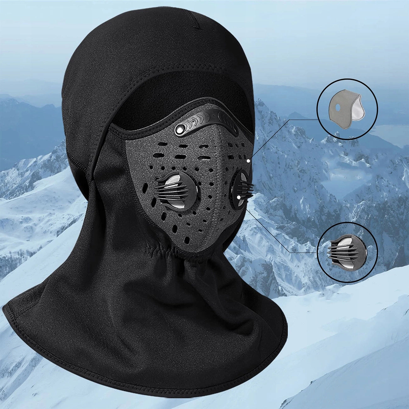 Rockbros LF7127-1 New Velvet Sports Balaclava with Filter - Black_4