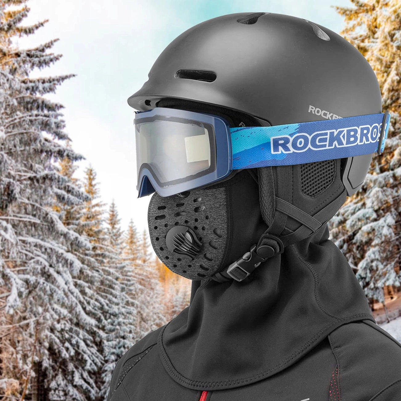 Rockbros LF7127-1 New Velvet Sports Balaclava with Filter - Black_5
