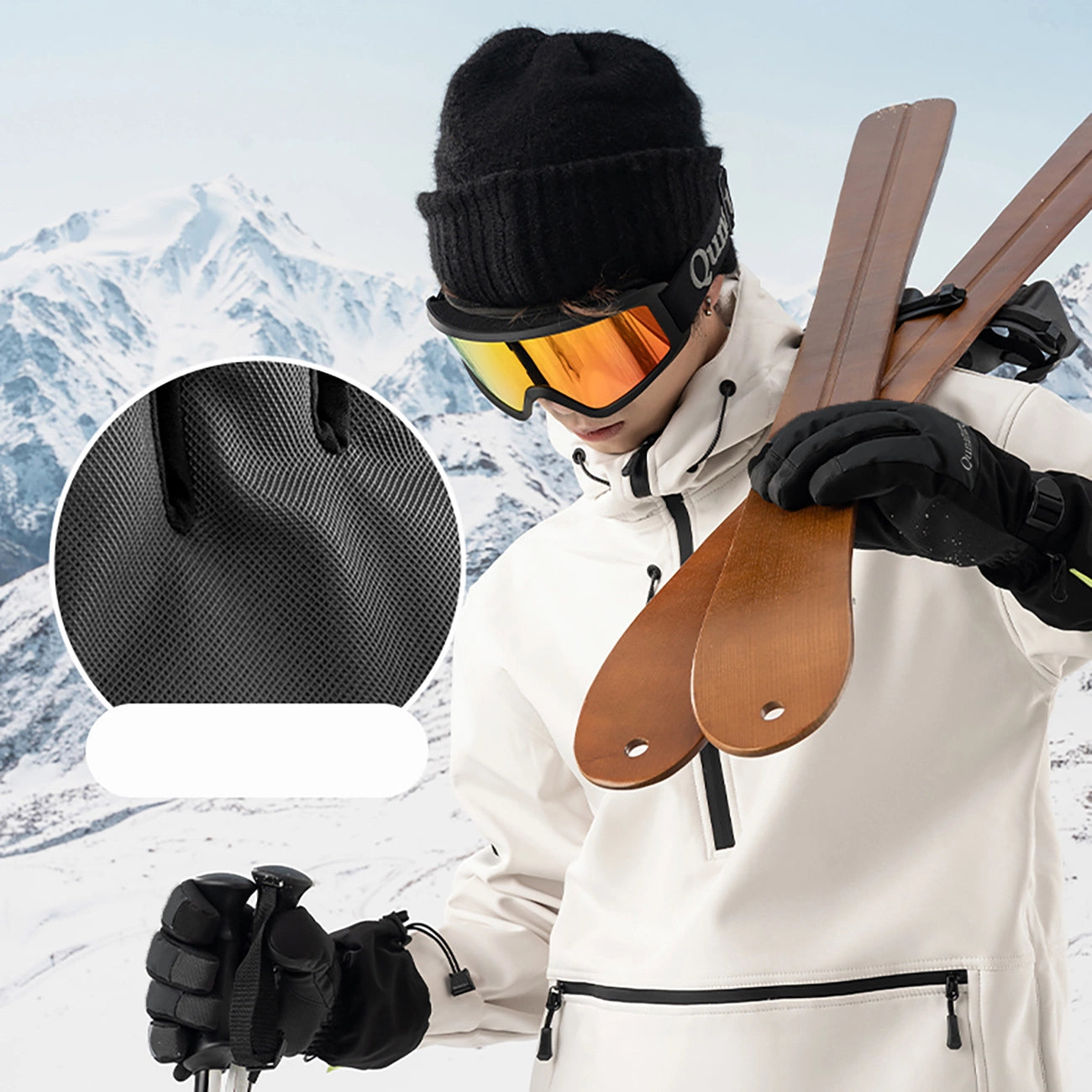 Qunature Finger Style Ski Gloves Size L - Black_3