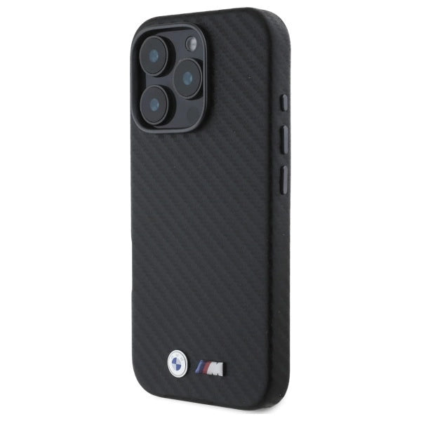 BMW Carbon Wrapped Metal iPhone 16 Pro Case - Black_1