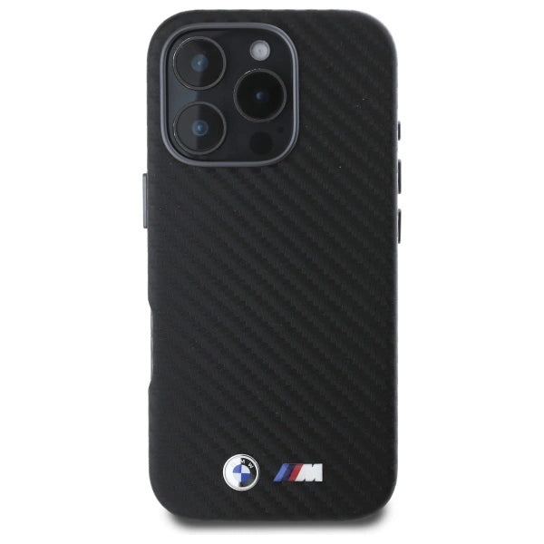 BMW Carbon Wrapped Metal iPhone 16 Pro Case - Black_2