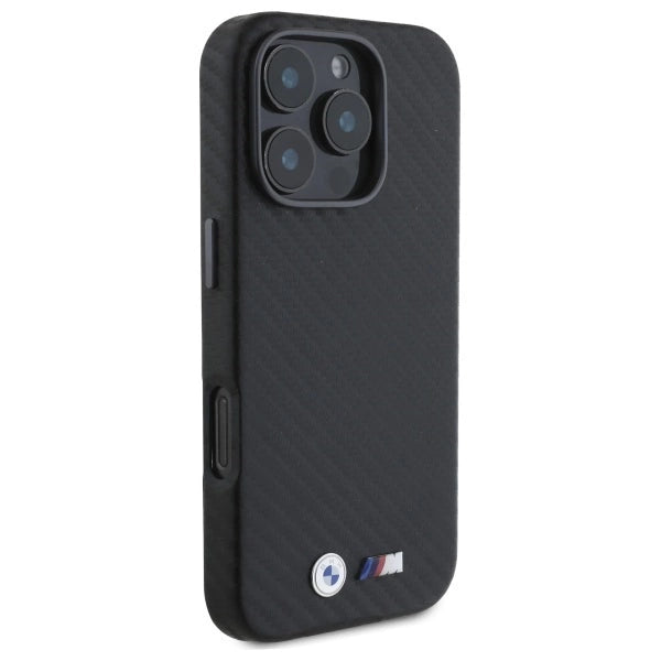 BMW Carbon Wrapped Metal iPhone 16 Pro Case - Black_3