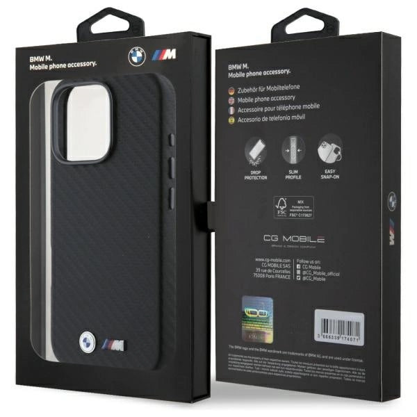 BMW Carbon Wrapped Metal iPhone 16 Pro Case - Black_7