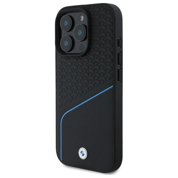 BMW Sign Leather Textured And Line MagSafe Case for iPhone 16 Pro Max - Black_1