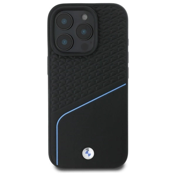BMW Sign Leather Textured And Line MagSafe Case for iPhone 16 Pro Max - Black_2