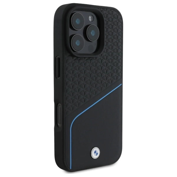 BMW Sign Leather Textured And Line MagSafe Case for iPhone 16 Pro Max - Black_3