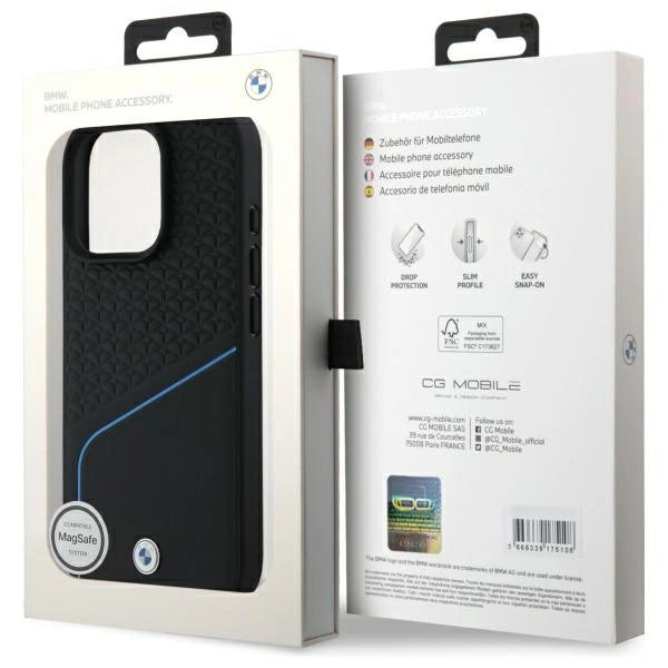 BMW Sign Leather Textured And Line MagSafe Case for iPhone 16 Pro Max - Black_7