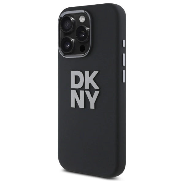 DKNY Liquid Silicone Metal Logo iPhone 16 Pro Case - Black_1