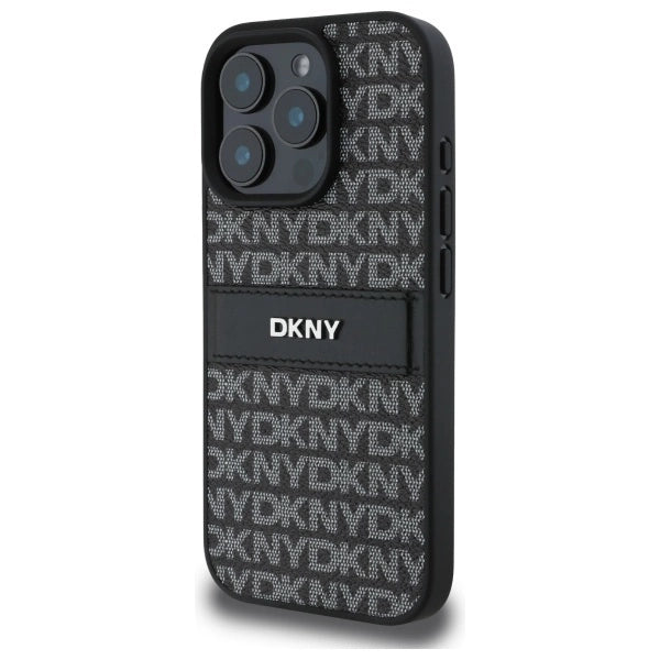 DKNY Texture Pattern Tonal Stripe iPhone 16 Pro Max Case - Black_1