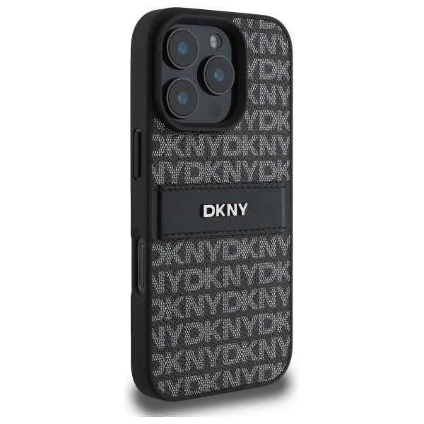 DKNY Texture Pattern Tonal Stripe iPhone 16 Pro Max Case - Black_3