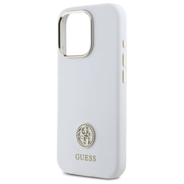 Guess Silicone Logo Strass 4G Case for iPhone 16 Pro Max - White_5