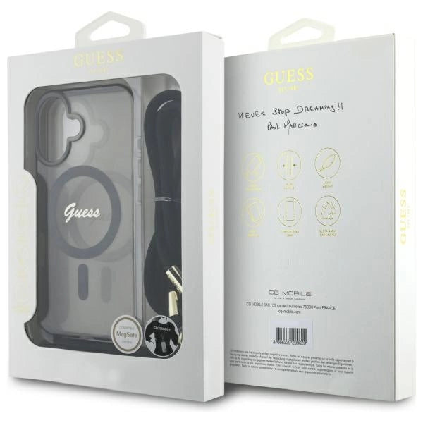 Guess Crossbody Cord Script MagSafe iPhone 16 Case - Black_6