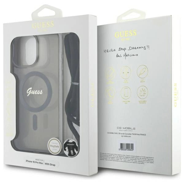 Guess Crossbody Cord Script MagSafe Case for iPhone 16 Pro Max - Black_6