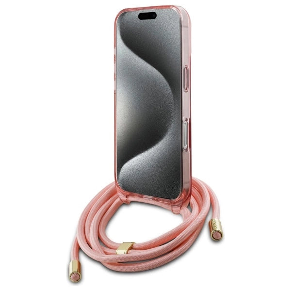 Guess Crossbody Cord Script MagSafe Case for iPhone 16 Pro Max - Pink_3