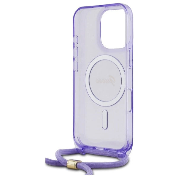 Guess Crossbody Cord Script MagSafe Case for iPhone 16 Pro Max - Purple_5