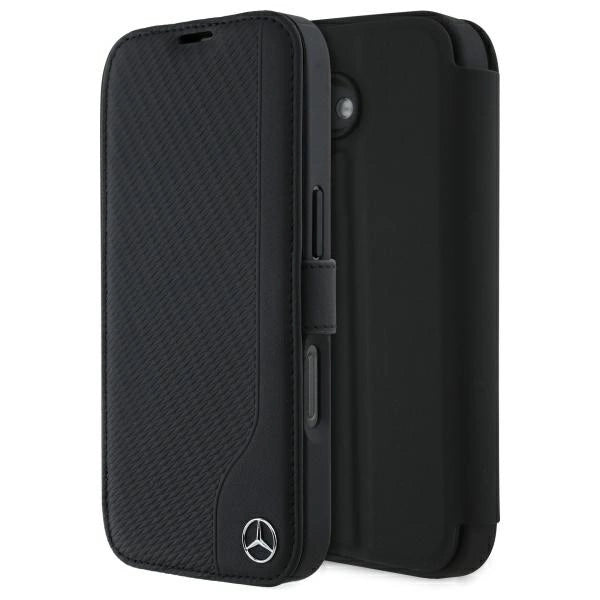Mercedes Leather Wood Imitation iPhone 16 Case - Black_0