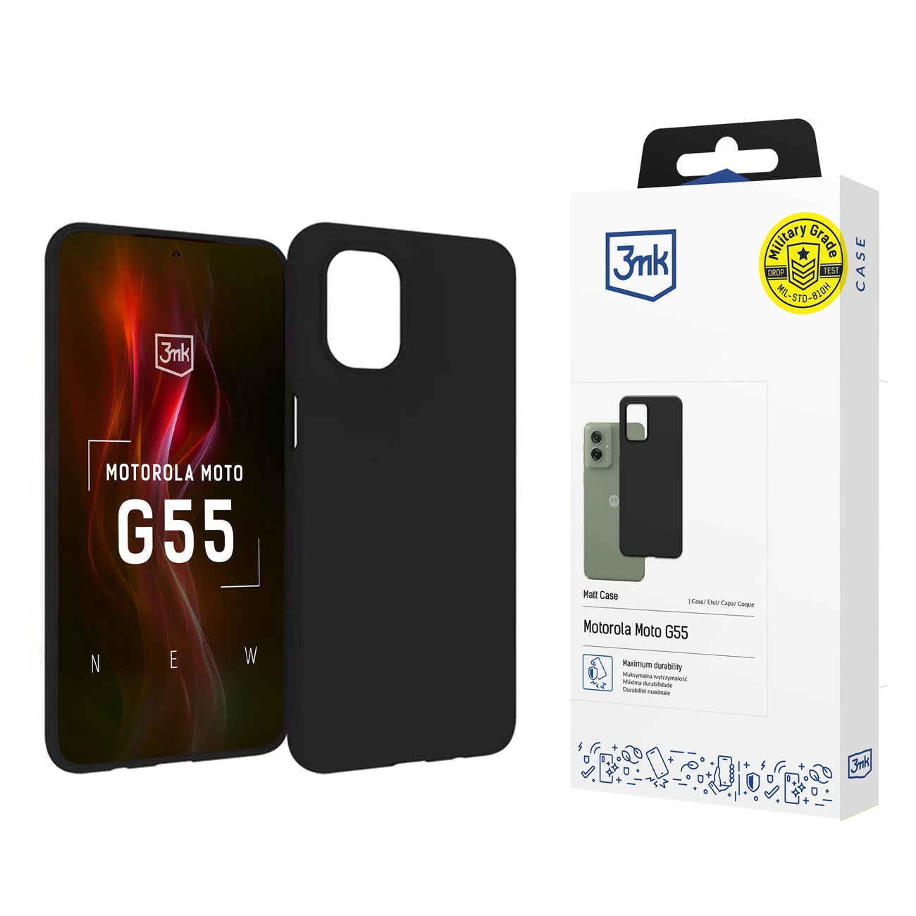 3mk Matt Case for Motorola Moto G55 5G - Black_0