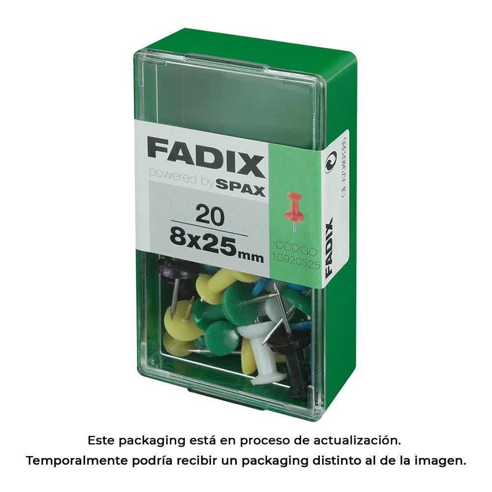 Caixa s 20 unid. pionés alfinete sortido 8x25mm fadix_0