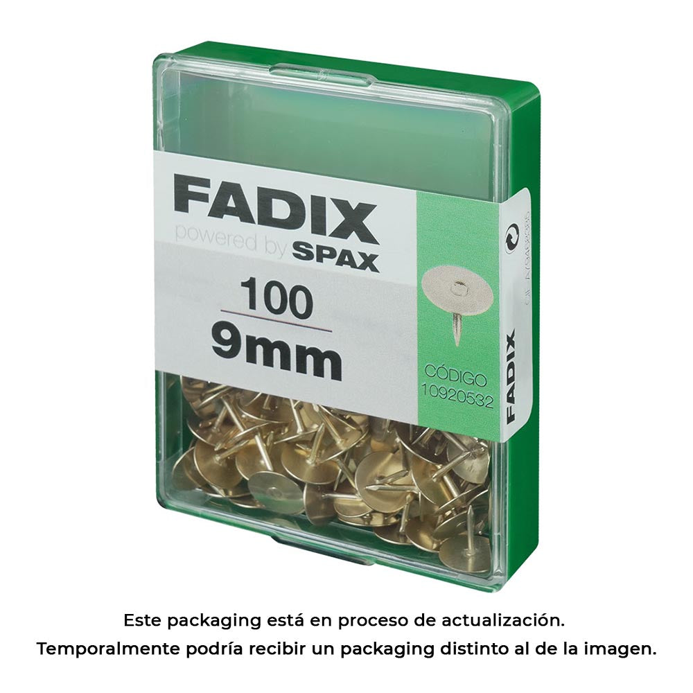 Caixa m 100 unid. pionés plano latão 9mm fadix_0