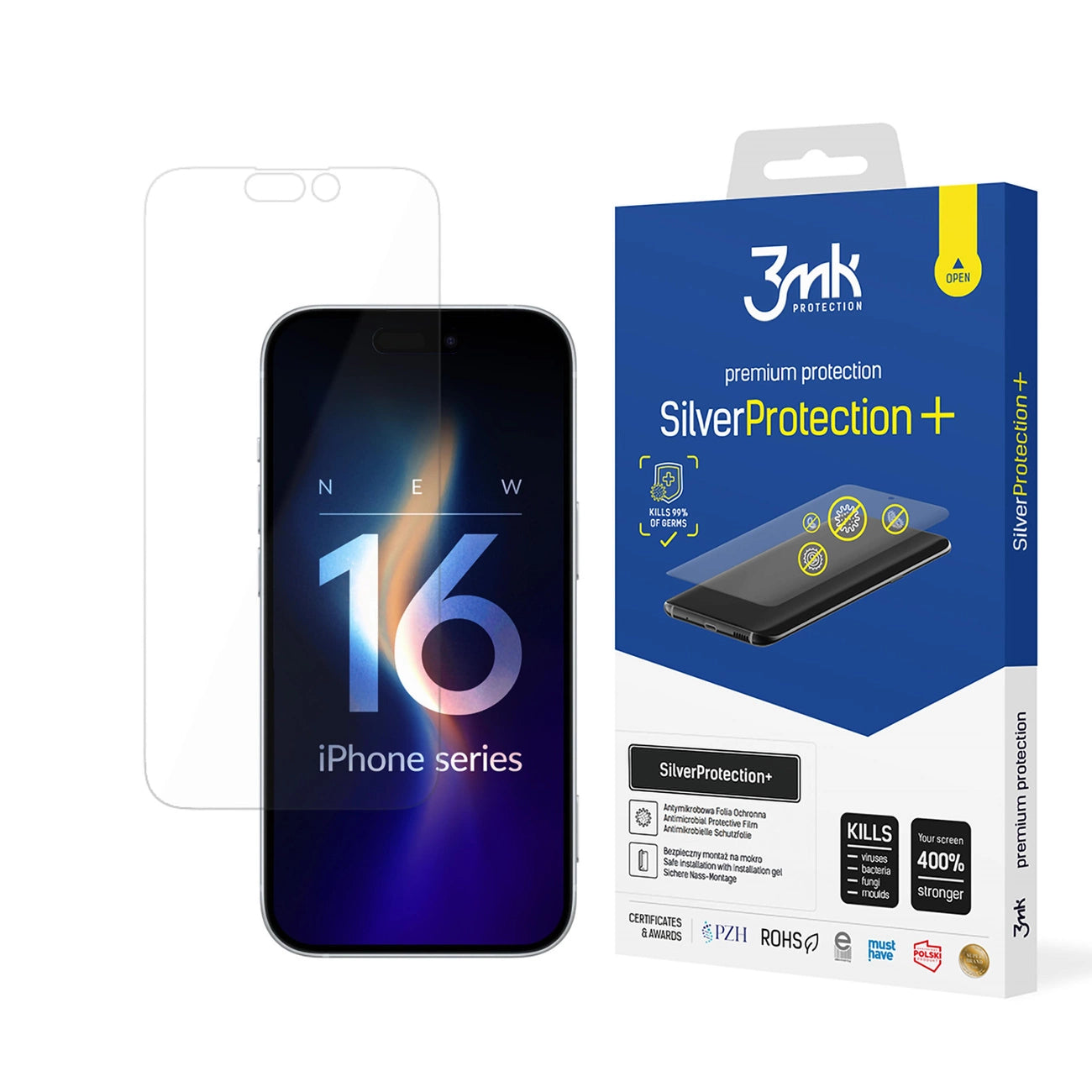 Antibacterial protective film 3mk SilverProtection+ for iPhone 16_0