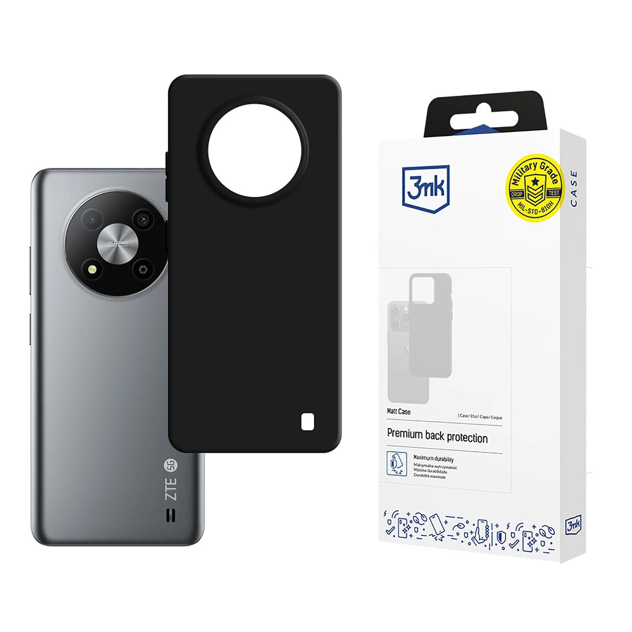 3mk Matt Case for ZTE Blade A73 - Black_0