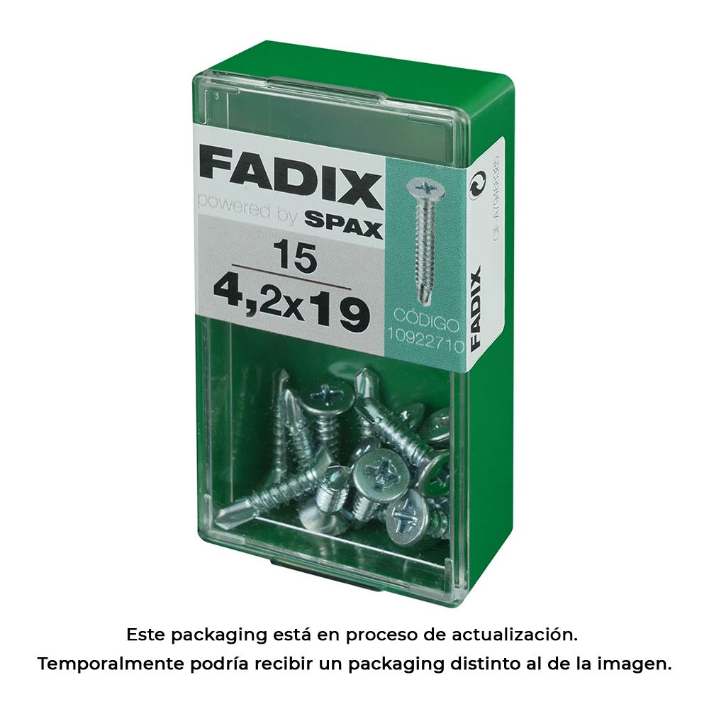 Caixa s 15 unid. parafuso rosca chapa cp autot. zinco 4,2x19mm fadix_0