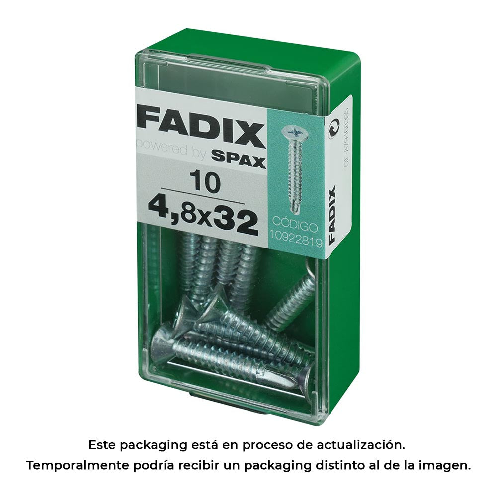 Caixa s 10 unid. parafuso rosca chapa cp autot. zinco 4,8x32mm fadix_0