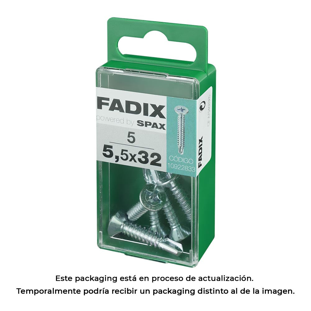 Caixa s 5 unid. parafuso rosca chapa cp autot. zinco 5,5x32mm fadix_0