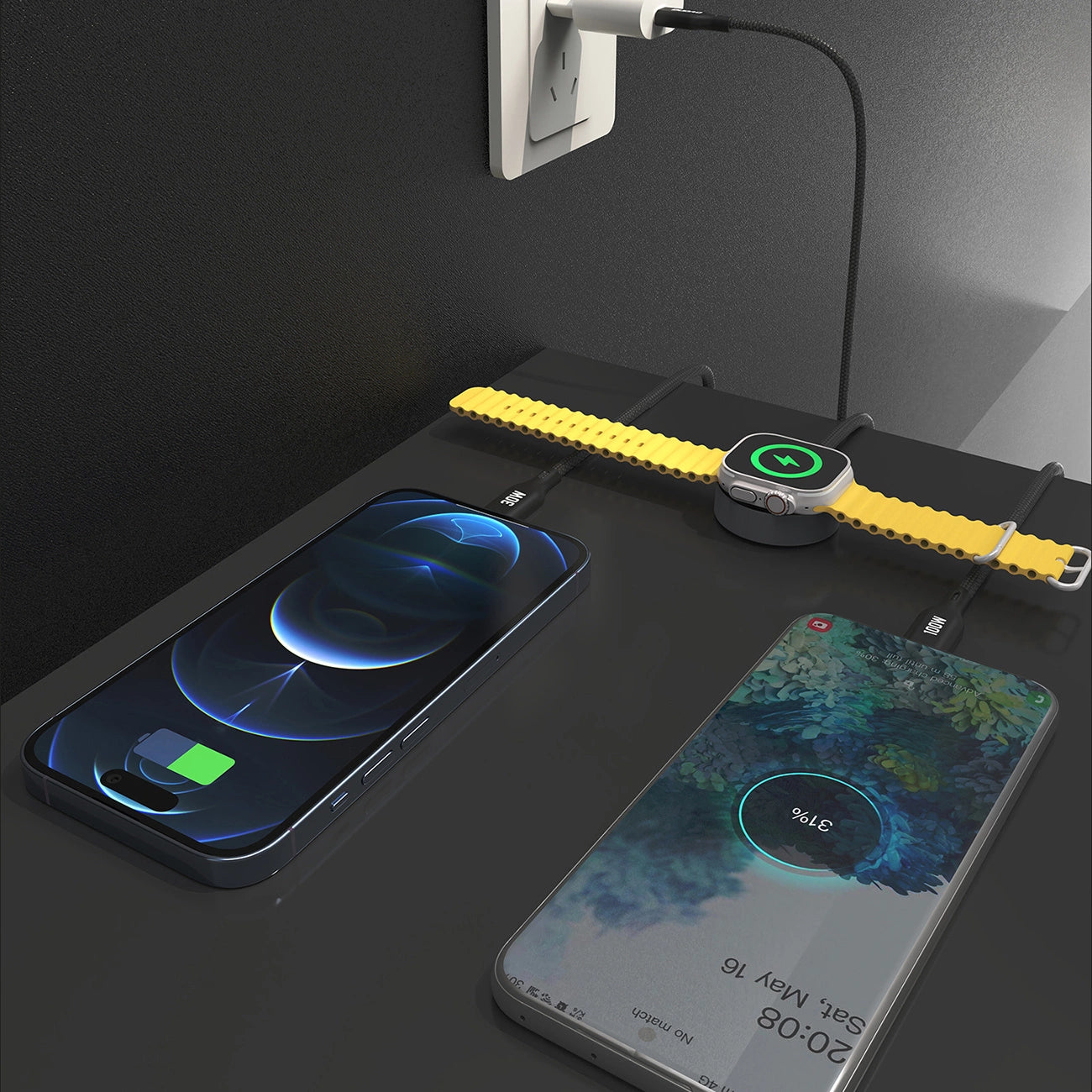 Apple Watch Dudao A12Max+ PD 100W 3in1 Charger Cable: USB-C Lightning 1.2m - Black_6