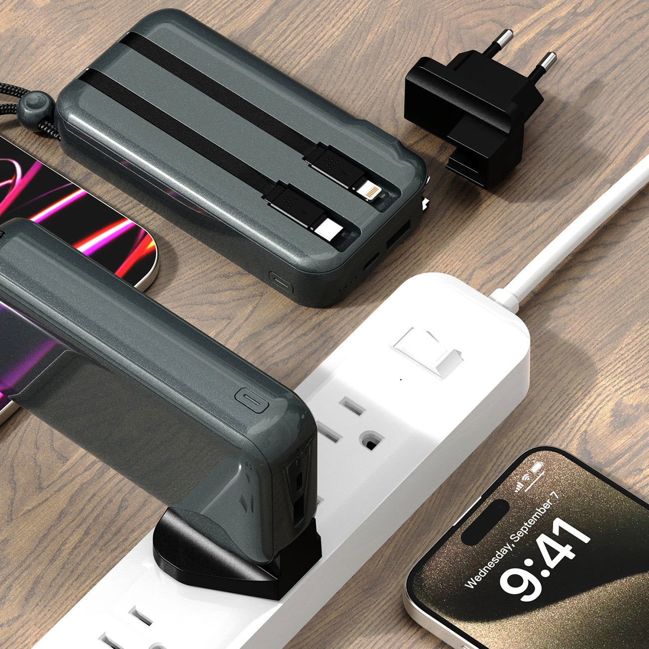 Dudao K25 2in1 10000mAh 3-Plug Powerbank Charger - Gray_8