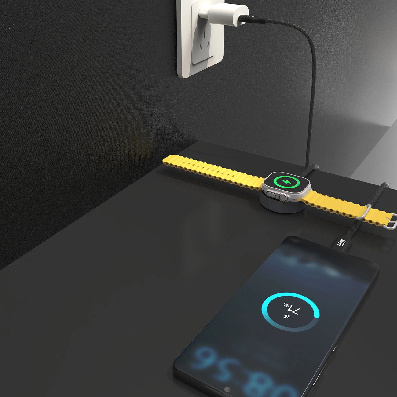 Dudao A12MaxC PD60W 2-in-1 Charger for Apple Watch / USB-C - Black_4