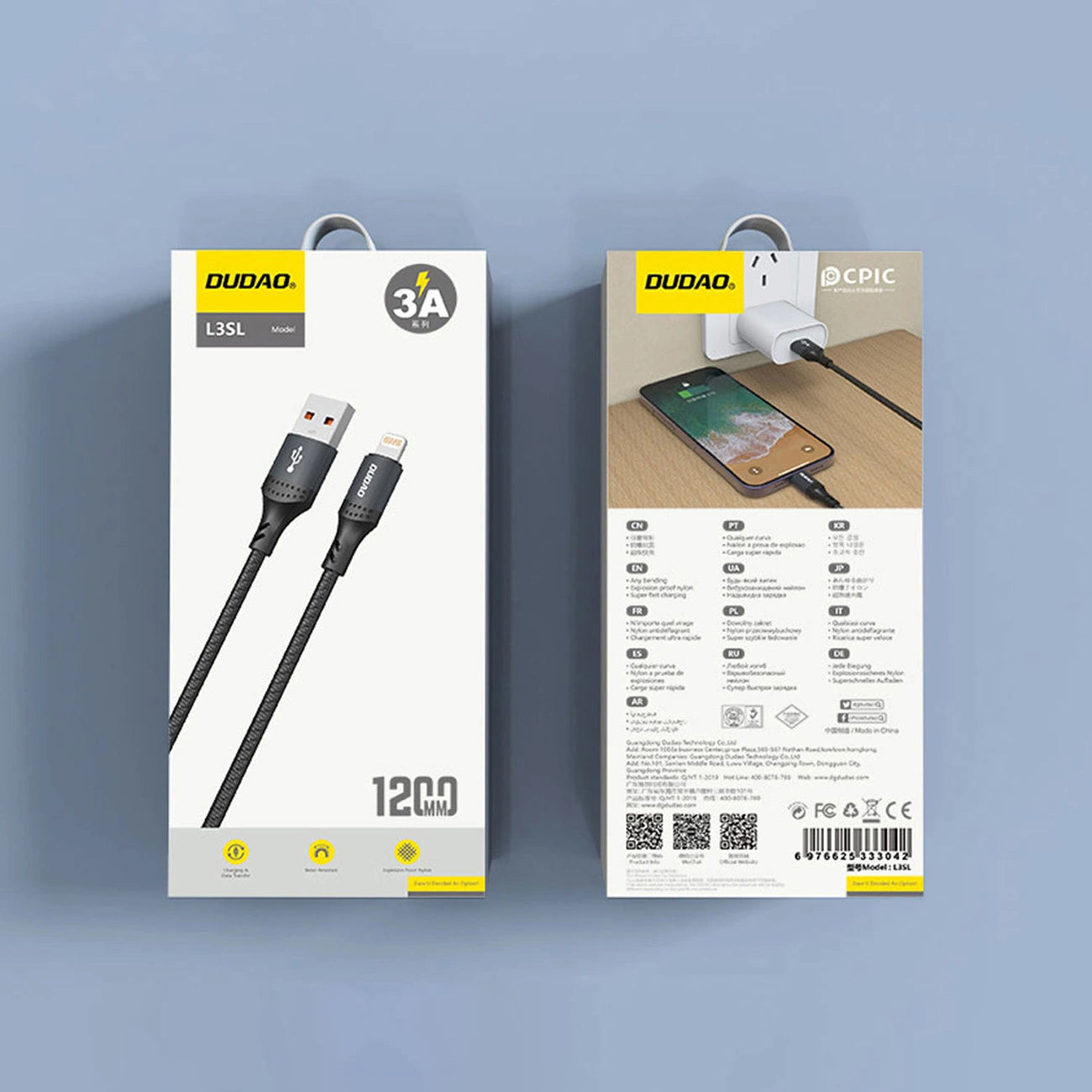 Dudao 3A 30W L3SL USB-A - Lightning Cable Braided 1.2m - Black_2