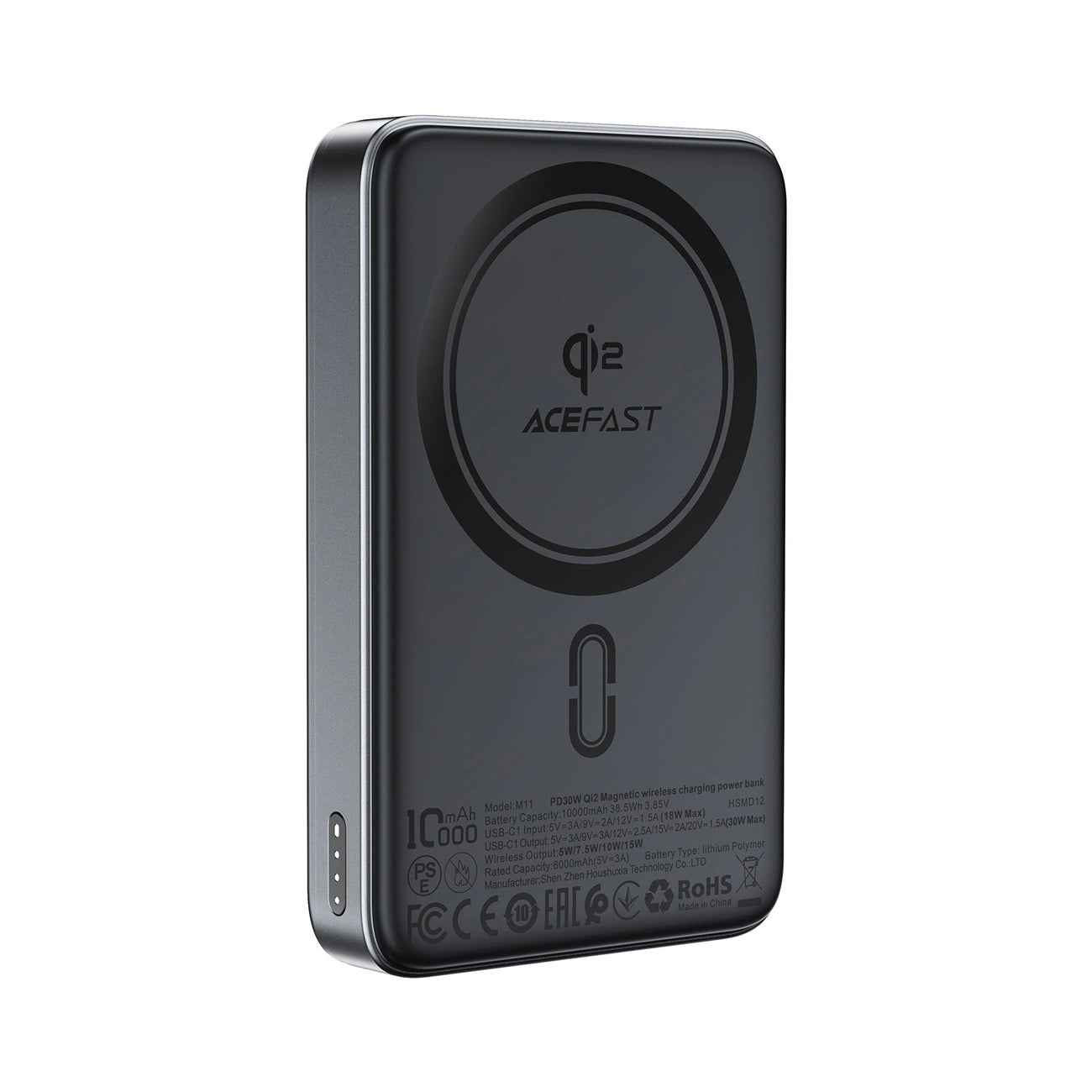 Acefast M11-10000 30W Qi2 Magnetic Power Bank with MagSafe - Black_0