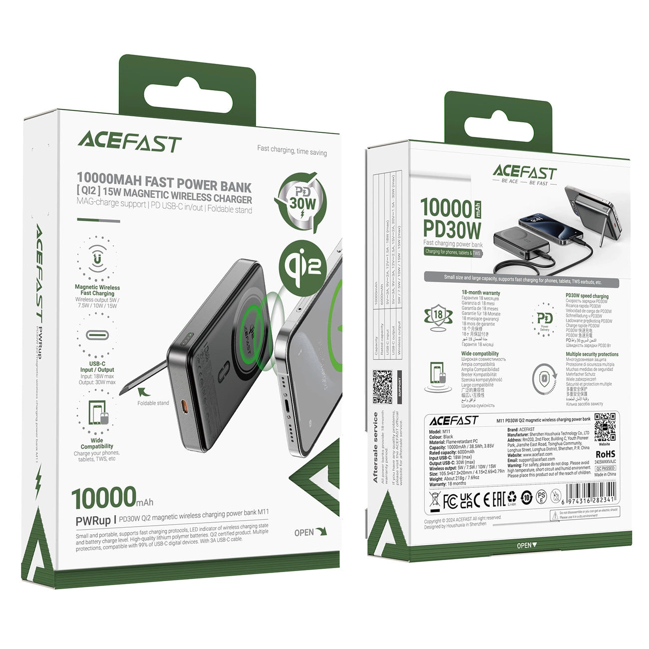 Acefast M11-10000 30W Qi2 Magnetic Power Bank with MagSafe - Black_5