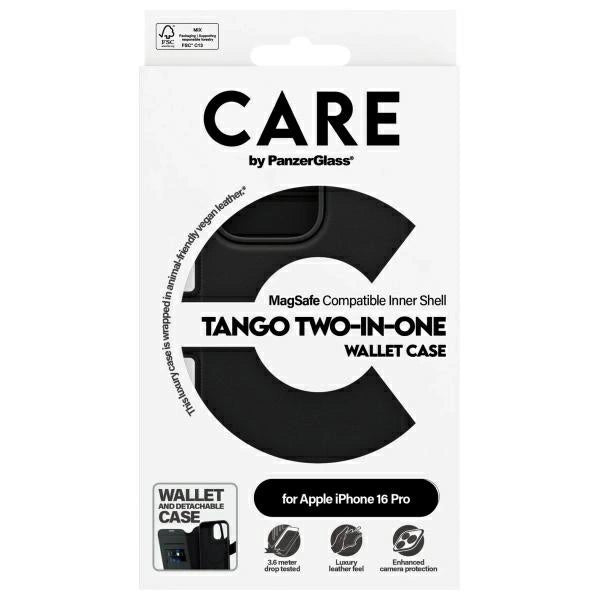 CARE by PanzerGlass Feature Tango 2in1 Wallet MagSafe Case for iPhone 16 Pro - Black_3