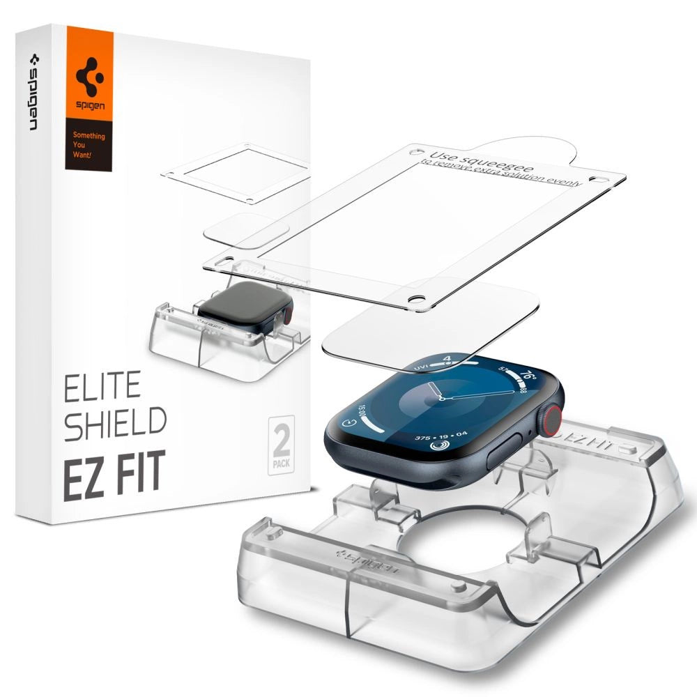 Spigen Elite Shield ”EZ FIT” Hybrid Glass 2-PACK for Apple Watch 10 (46MM) - Clear_0