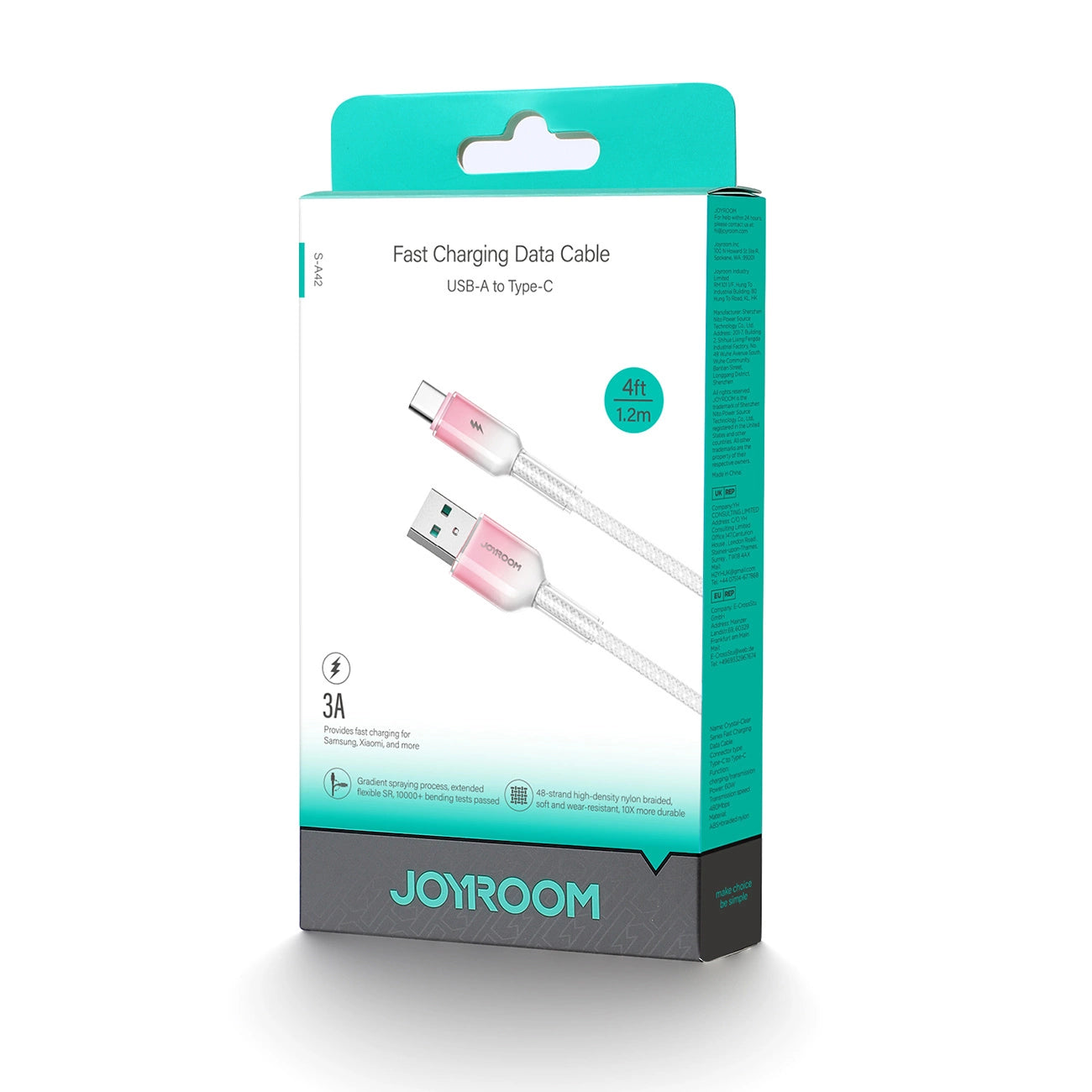 Joyroom S-A42 Crystal-Clear Series 3A USB-A - USB-C cable 1.2m - white_11