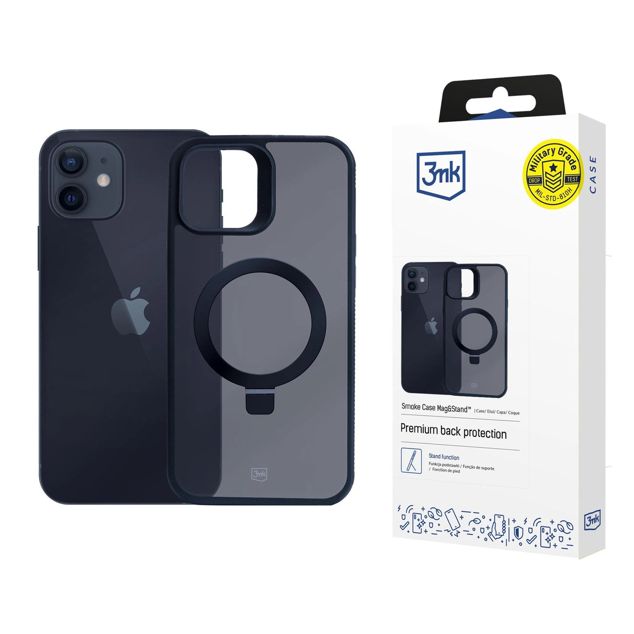 3mk Smoke Case Mag&Stand for Apple iPhone 12/12 pro - black_0