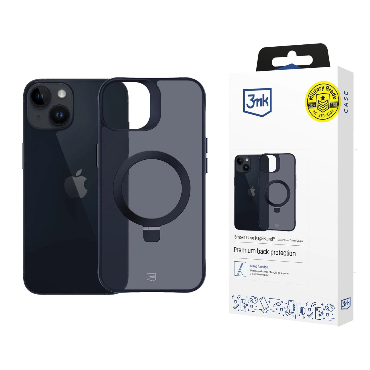 3mk Smoke Case Mag&Stand for Apple iPhone 13/14 - black_0